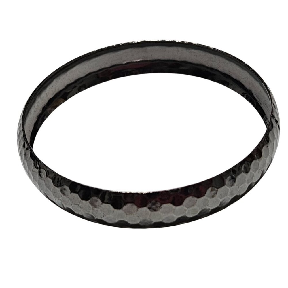 Retro Hammered Silver Tone Metal Bangle Bracelet Minimalist Fashion Jewelry